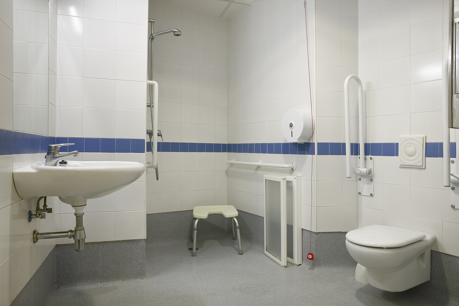 Half height shower doors - Disabled person bathroom